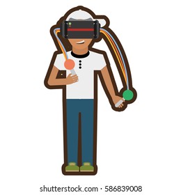 man with reality virtual headset vector illustration eps 10