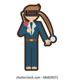 man with reality virtual headset vector illustration eps 10