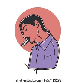 un hombre realmente disfruta su cigarrillo