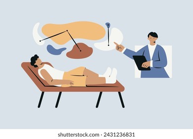 Man receiving cognitive behavioural therapy for anxiety Vector Illustration