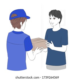 Ein Mann, der einen Kurier erhält