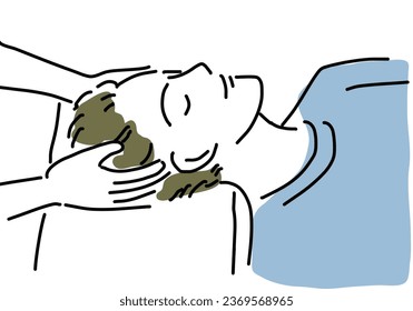 man receiving a head massage hand drawing illustration, vector - Shutterstock ID 2369568965