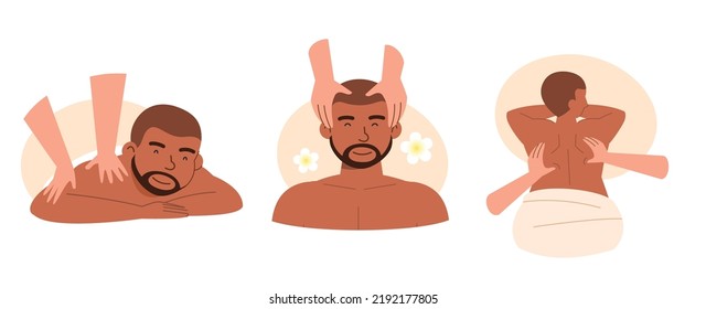 a man Receiving Massage and spa  therapists vector illustrations