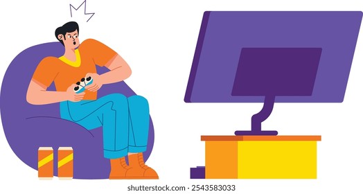 A Man Recording Gameplay On A Computer For Streaming Content Illustration