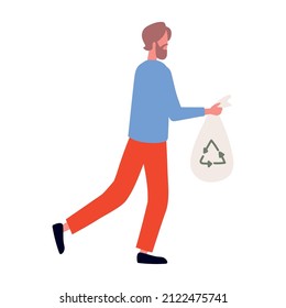 man with recycle bag icon