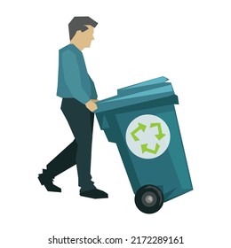 Man with recycle bin clip art