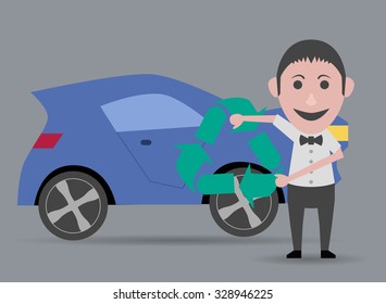 man recycling car