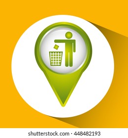 man recycling trash, ecology green concept, vector illustration