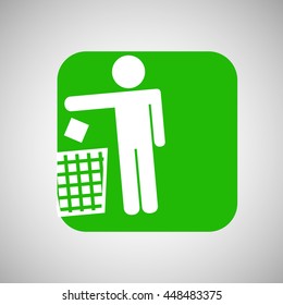 man recycling trash, ecology green concept, vector illustration