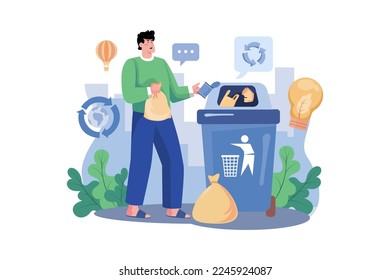 Man Is Recycling Waste Illustration concept on white background