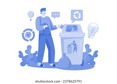 Man Is Recycling Waste Illustration concept on white background