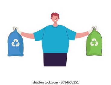 Man With Recyle Bags Character