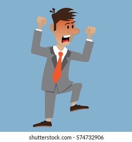 the man was red with anger. businessman waving his arms. vector illustration