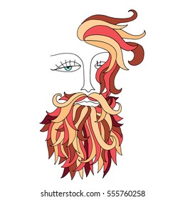Man with red beard. Hipster style. Vector illustration