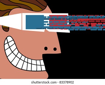 hombre con gafas rojas y azules