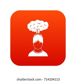 Man with red cloud over head icon digital red for any design isolated on white vector illustration