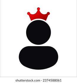 Hombre con corona roja. Estilo King Vip para caballero de lujo y empresario para conferencias creativas y recepciones vectoriales