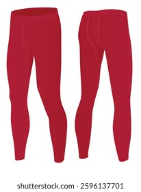 Man red elastic tight pants. vector 