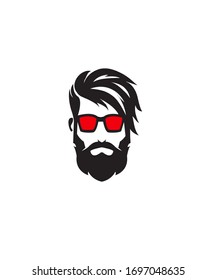 Man with red glasses graphic logo design.