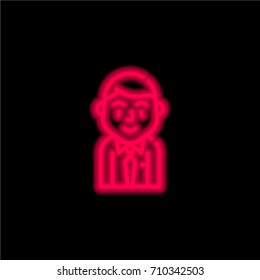 Man red glowing neon ui ux icon. Glowing sign logo vector