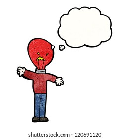 man with red light bulb head
