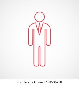 Man Red Line Icon On White Background