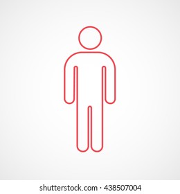 Man Red Line Icon On White Background