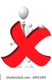 Man with red negative symbol. Abstract 3d-human series from balls.
