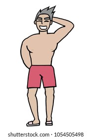 Man red pant.