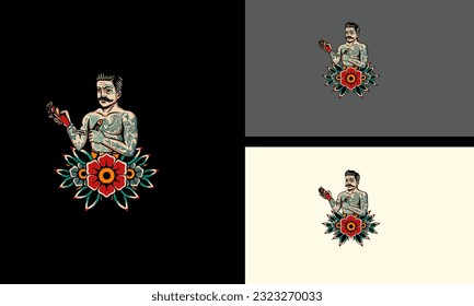 man and red rose vector flat design