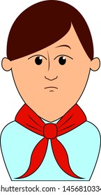 Man with red scarf, illustration, vector on white background