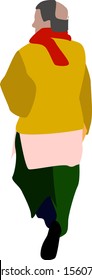 Mann mit rotem Schal, Illustration, Vektorgrafik auf weißem Hintergrund.