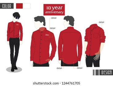 man red shirt shirt long sleeve vector