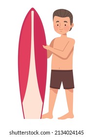 man with red surfboard character