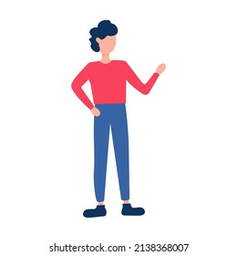 A man in a red sweater and blue pants. Vector illustration in flat style