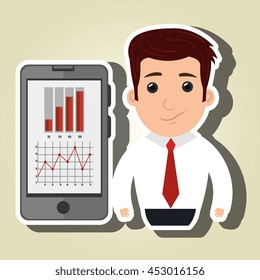 man red tie smartphone isolated icon design, vector illustration  graphic 