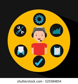 man red tshirt support operator assistance vector illustration eps 10