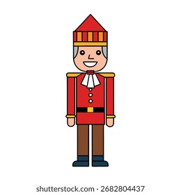 Man in Red Uniform with Tall Hat vector illustration