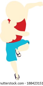 A man in red were running and pointed