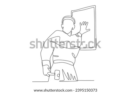 A man reforming protestants. Reforma protestante one-line drawing