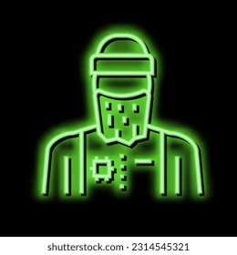 hombre refugiado de neón vector de señal de luz. ilustración de refugiado humano