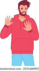 Man refusal gesture. Negative hand sign icon isolated on white background