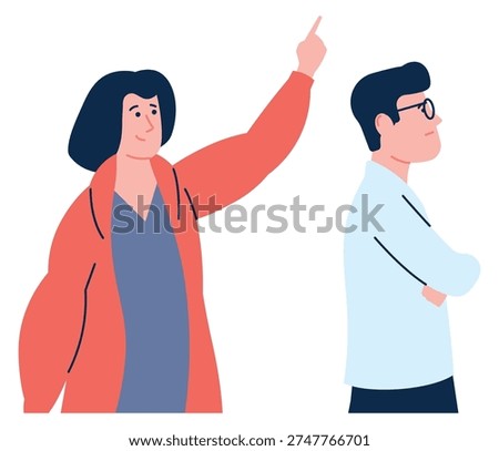 Man refuse talking. Emotional conflict. Relationship problem