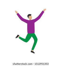 Man rejoices. Flat cartoon character isolated on white background