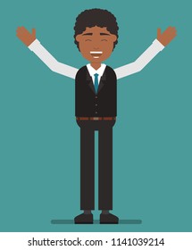 The man rejoices in something. Vector illustration. Flat design style. Suitable for animation (individual segments)