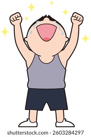 A man rejoicing with his arms raised