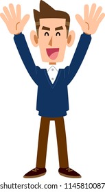 
A man rejoicing raising his hands