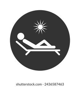 Man relax on beach flat vector sign