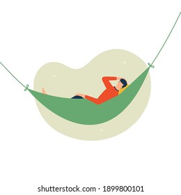 Man relax on hammock, man resting