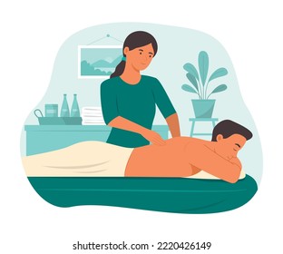 Man Relaxing with Body Massage Treatment in Spa Salon